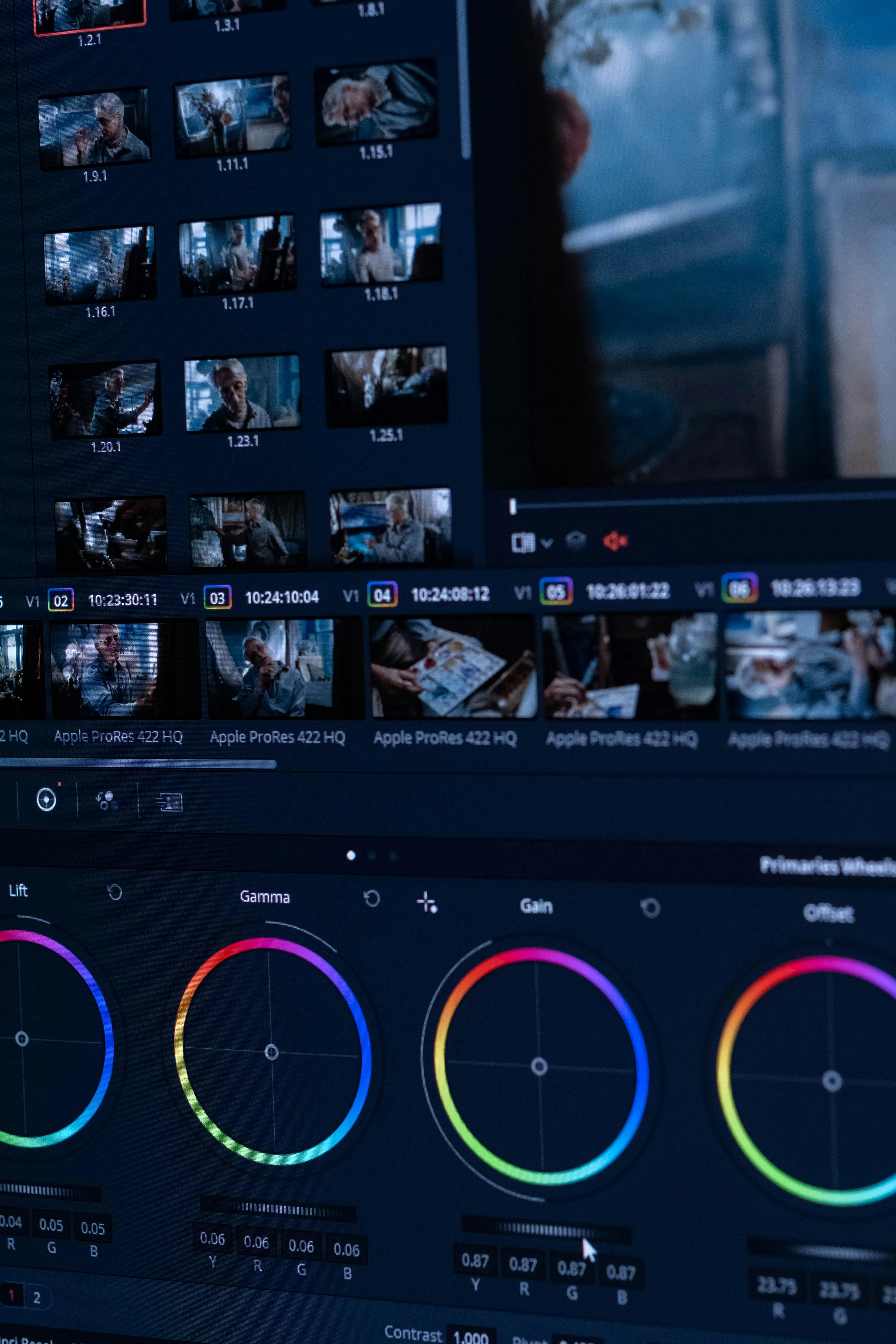 DaVinci Resolve colour grading interface